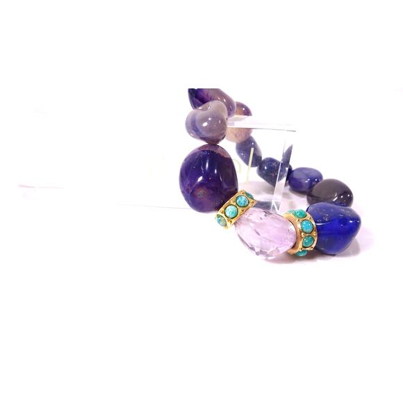 Neiman Marcus Lee Angel Majestic Glass Stone Cabochon Gold Ring Bracelet NWT 350 - Picture 5 of 10